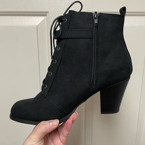 NWT Black Booties JustFAB 1.5” heel